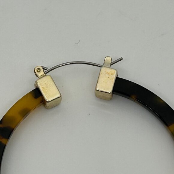 Faux Tortoise Acrylic Hoop Earrings With Silver-Tone Accents Statement 2 inches - Picture 4 of 15